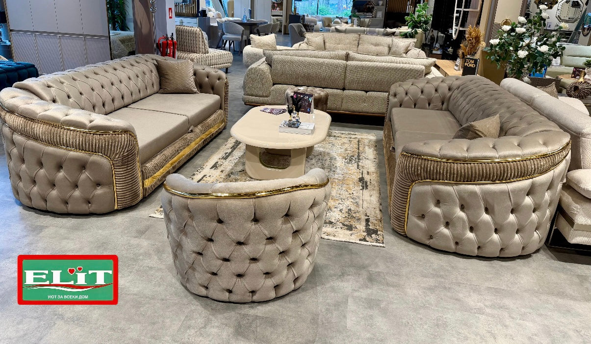 BRUKSEL CAPPUCINO SOFA SET 3+3+1