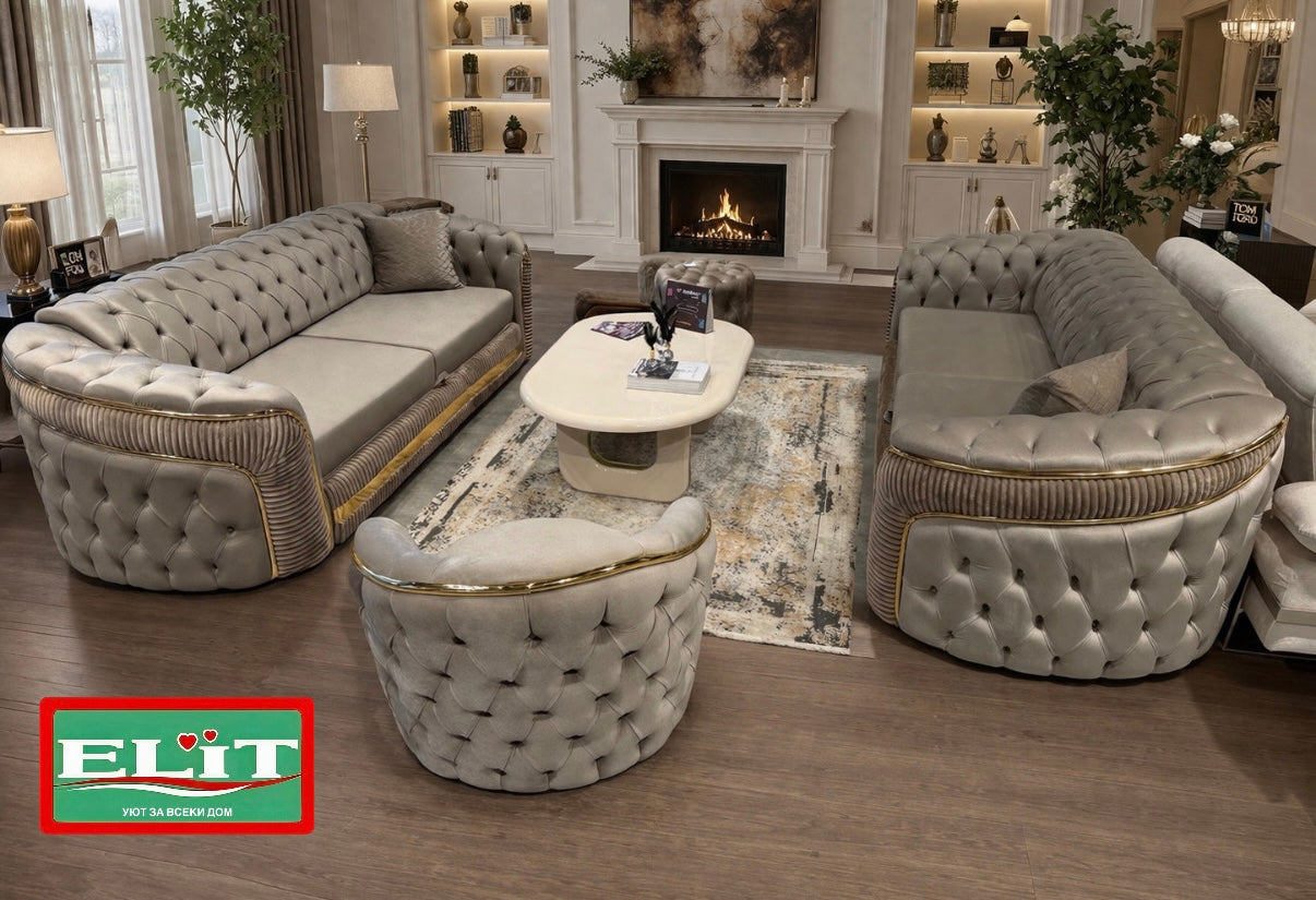 BRUKSEL CAPPUCINO SOFA SET 3+3+1