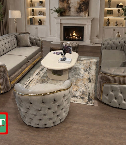 BRUKSEL CAPPUCINO SOFA SET 3+3+1