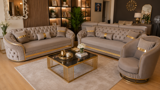 BRUKSEL CAPPUCINO SOFA SET 3+3+1